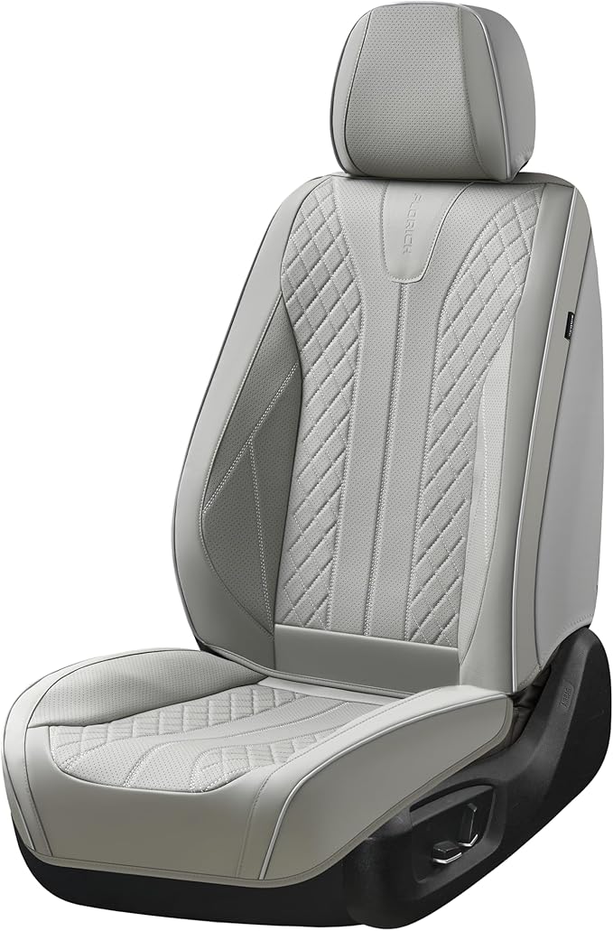 FLORICH Seat Covers, Car Seat Covers Front Seats Faux Leather Automotive Seat Covers Luxury Waterproof Car Seat Cover Protectors Universal Fit for Most Cars SUV Trucks, Gray