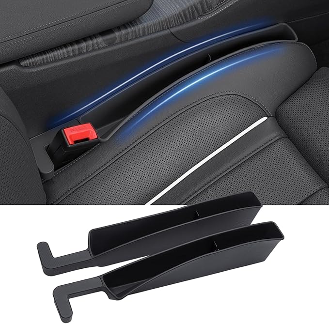 Car Seat Gap Filler, Seat Gap Organizer with Phone Holder, Car Seat Accessories, Car Organizer Fit Car SUV Truck, 2PCS Seat Gap Filler and 2 Pack Sunglass Holder Black