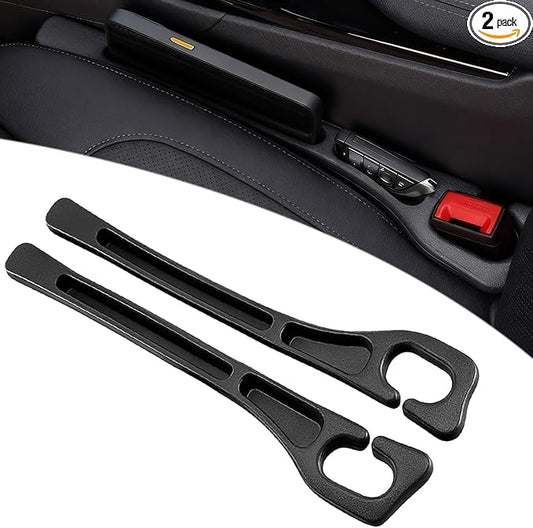 2-Pack Universal Car Seat Gap Filler - Car Seat Gap Filler Organizer & Blocker to Stop Phone, Keys from Dropping Between Seat Console (Black)