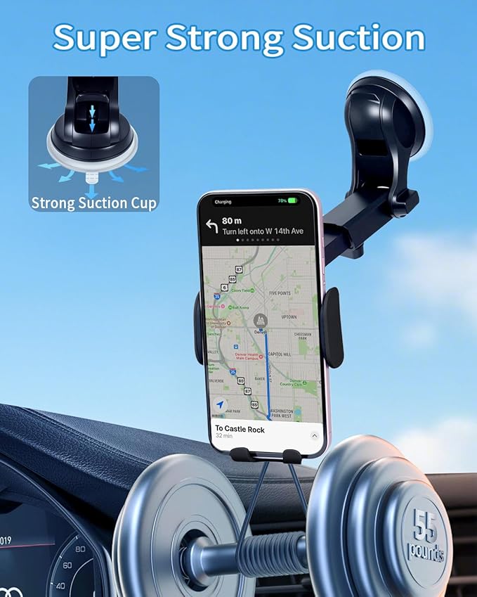 Wireless Car Charger, Auto-Clamping 3-in-1 Phone Mount - 15W/10W/7.5W Fast Charging Car Accessories Compatible with iPhone 16/15/14/13/12/11/Xs/XR, Samsung S23 Ultra/S22/S21/S20/S10+/S9(Black)