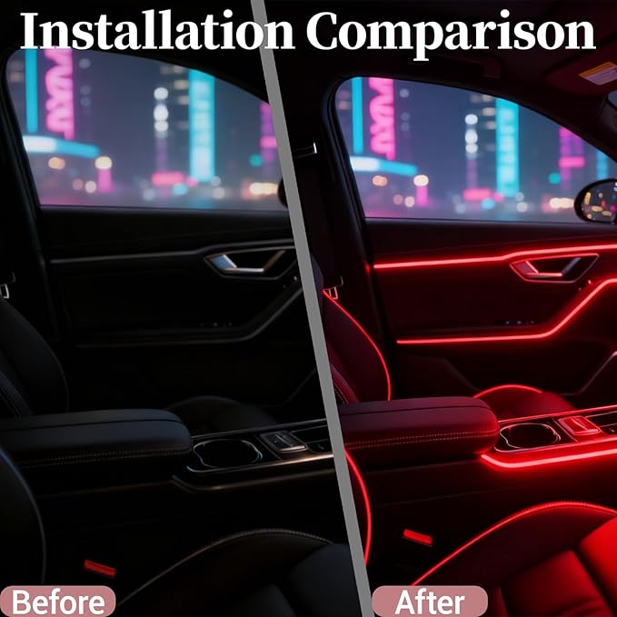DIBMS APP Controlled 5-in-1 RGB 16 Million Color Options Interior Car LED Strip Lights, 236 inches Fiber Optic Ambient Lighting Kit with Music Mode, Universal Fit for Cars, Trucks, SUV Dashboard