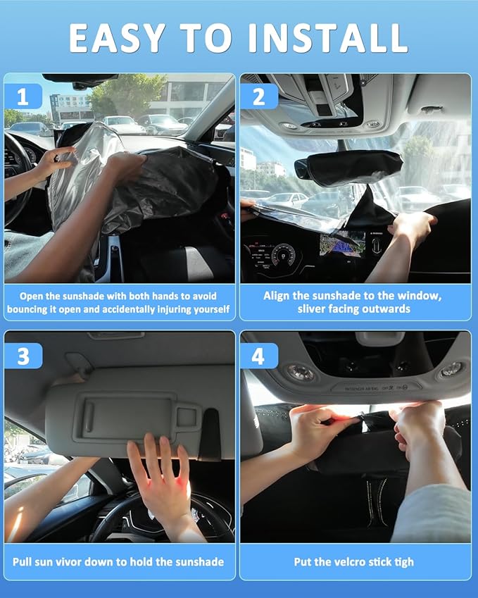 Windshield Sunshade for Mercedes Benz E-Class Sedan 2024-2026 Sun Shade Car Windshield Accessories Upgrade 4 Layers Blocks UV Rays Custom Fit E-Class 240T Car Window Shades Windshield Keep Cool