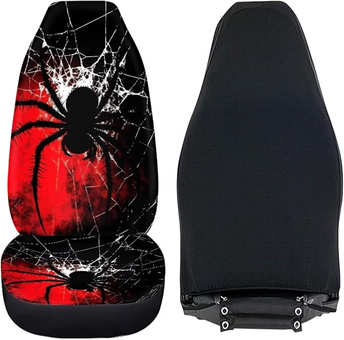 Goth Spider Car Seat Cover Waterproof Automotive Decoration Accessories for Women Men,Goth Spider Design Universal Front Seat Cover for Cars SUV Trucks, Set of 2