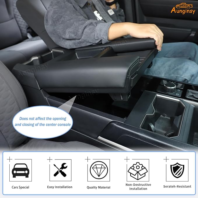 Upgrade Center Console Armrest Protector Cover Compatible with Toyota Tundra 2022+ & Sequoia 2023+, Central Control Armrest Seat Box Cover Cushion Lid Protector Pad Waterproof Anti-Scratch Accessories
