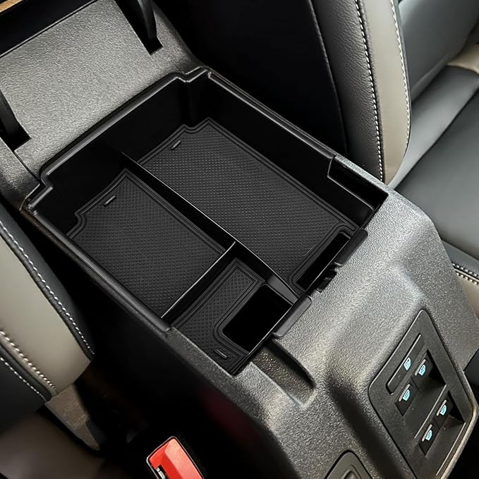 Zxiaochun Center Console Tray Compatible with 2025 2026 Ford Bronco 4-Door Accessories, Full Size Console Armrest Box Organizer, ABS Plastic Black (NOT for Manual & 2-Door & Sport Model)