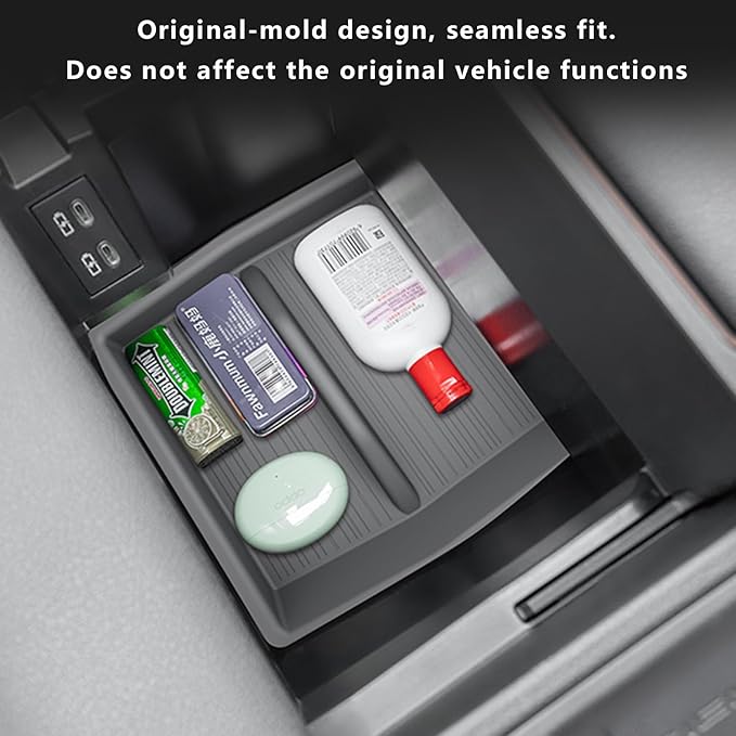 Center Console Organizer for Toyota Sienna 2021-2026 Armrest Box Secondary Tray Storage Silicone Armrest Box Insert Organizer (Gray)