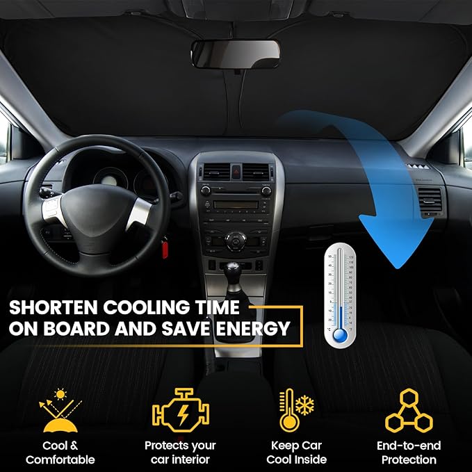 Car Windshield Sun Shade - Foldable Car Sun Shade Windshield for Front Window, Reflector Sunshade Offers Ultimate Protection for Cars Interior (55.2 x 31.5 in)