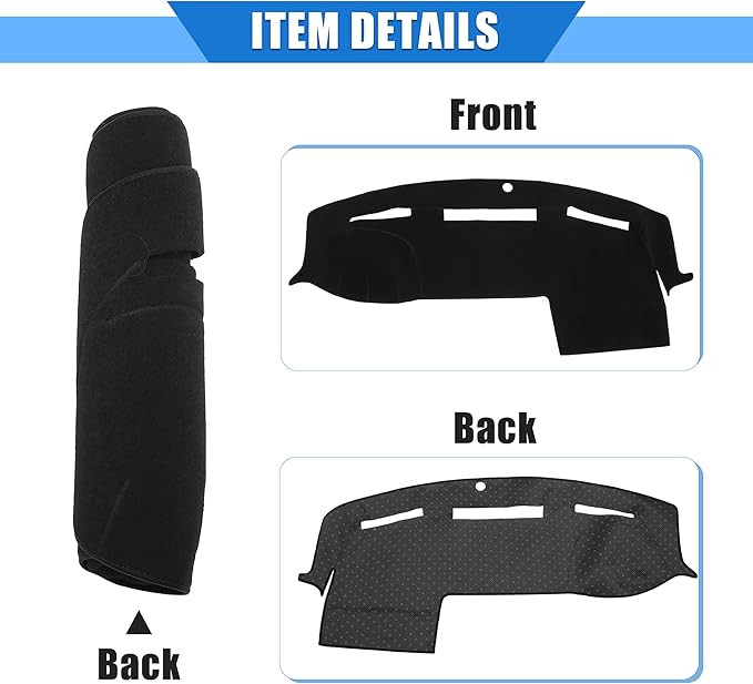 Car Dashboard Cover Compatible for Dodge for Ram 2010-2018, Protective Polyester Black Center Console Interior Trim Dash Cover Mat Pad