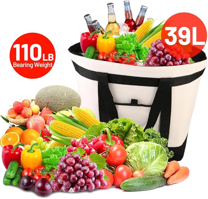 mosago Insulated Cooler Tote Bags, DIY Your Creative Designs, The Tote Transforms from Grocery Runs to Weekend Adventures, Large Leak Proof Food Delivery Bag Frozen/Thermal Foods, Collapsible