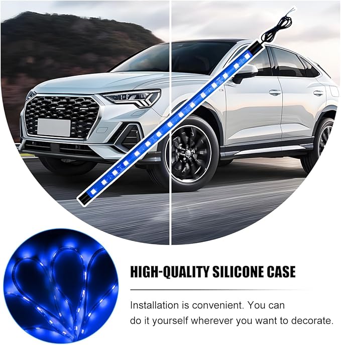 Motorcycle RGB LED Light Kit, 6PCS DC 12V Waterproof Motorbike Underglow Strip Lights Kit, Golf Cart Exterior Ground Effect Atmosphere Lamp, Universal for SUV RV Truck (Blue)