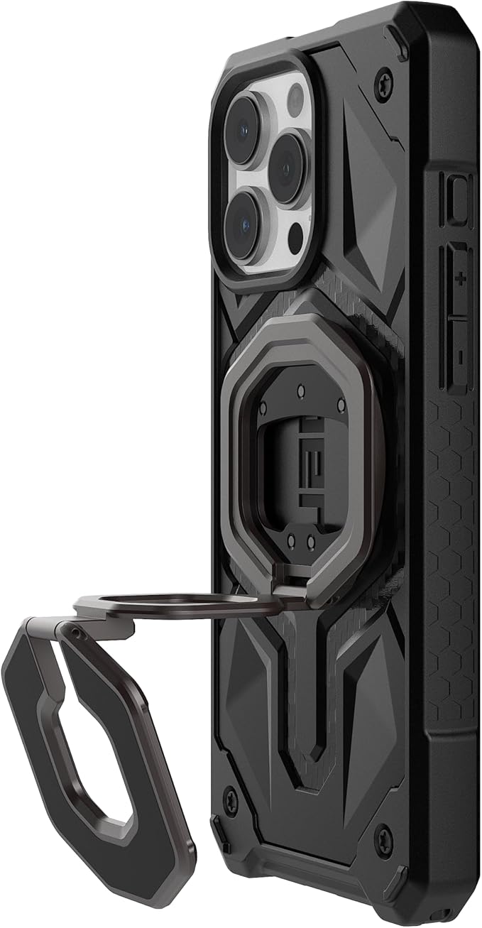 URBAN ARMOR GEAR UAG Magnetic Ring Stand Monarch Mag2 w/Built-in Bottle Opener - Ultra-Strong Double Magnet MagSafe Compatible Metal Phone Ring Grip 360 Rotation Multi-Functional Kickstand, Gunmetal