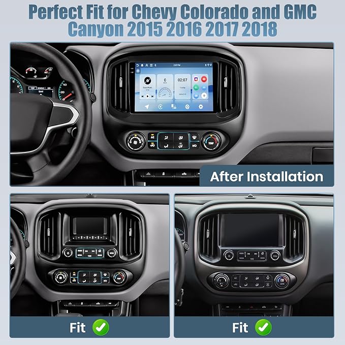 [DSP&EQ] 4+64G Car Radio for Chevy Colorado/GMC Canyon 2015-2018 Base Mode (Low-end), Android 15 9" 1280 * 720 Touchscreen Car Stereo Wireless CarPlay Android Auto WiFi Bluetooth 5.0 GPS Navigation
