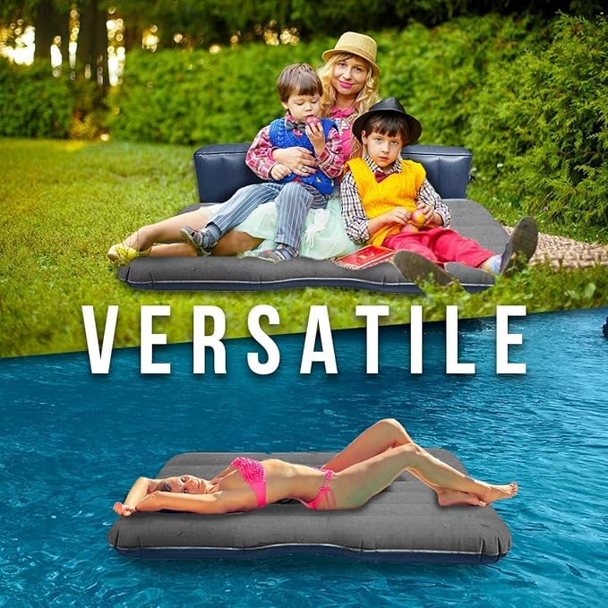 Zento Deals Truck and Car Air Mattress Backseat Bed - Premium Quality Portable Car Inflatable Mattress with 2 Pillows Universal fit (2 Pack)