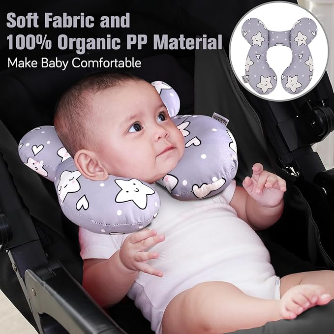 KAKIBLIN Baby Neck Pillow,Upgraded Baby Support Pillow, Head Pillow,Travel Pillow for Car Seat, Stroller, Pushchair,Travel (Star)