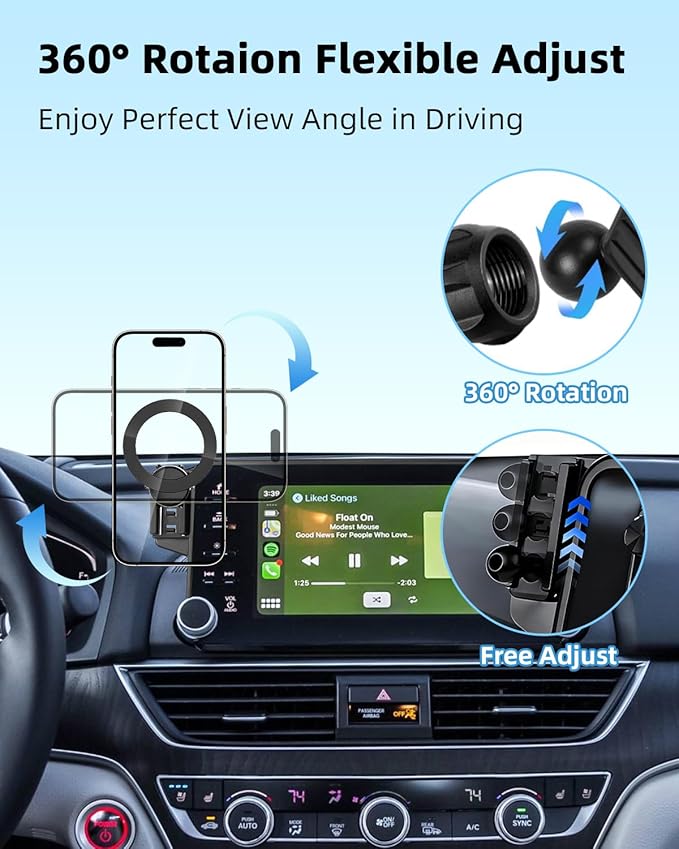 PZK Car Phone Mount for Honda Accord 2018-2022 Sport SE/EX/EX-L/Touring/LX Accessories 10th Gen Accord for 8-inch Screen 360° Rotation Compatible with MagSafe Phone Holder with Stroage Box