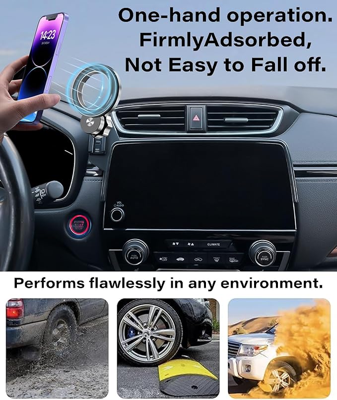 Car Phone Holder for 2017-2022 Honda CR-V Accessories Apply to 5/7 Inch Touch Screen Fixed Clip Magnetic Cell Phone Mount Hands-Free 360 Degree Rotation