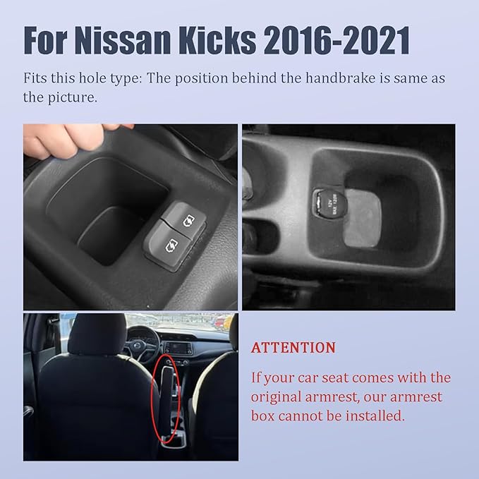 YJYWZH Car Armrest Box for Nissan Kicks Accessories 2016-2021 Center Console Storage Organizer Double Layer Space with Cup Holder Mobile Phone Holder (Black Thread)