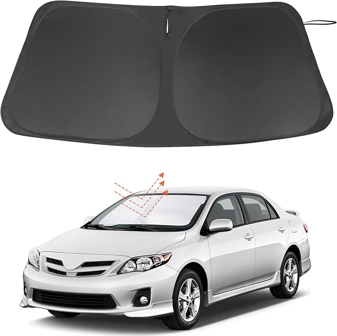 Windshield Sun Shade Custom Fit for 2009 2010 2011 2012 2013 Toyota Corolla Accessories Foldable Sunshade Sun Blocker Protect Car from Sun Rays & Heat Damage Keep Car Cooler