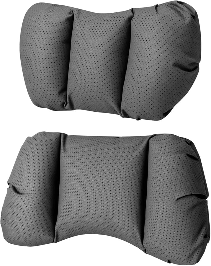 Car Neck Pillow & Lumbar Support for Porsche Taycan Sport Turismo 2022-2024 Ergonomic Breathable Mesh Auto Seat Back Cushion Headrest,Black-Neck & Lumbar Set