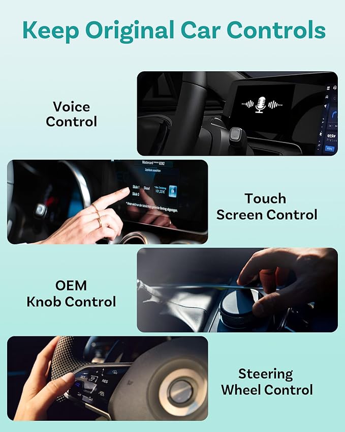 OTTOCAST Mini Tube Wireless CarPlay Android Auto Adapter 2026, Cut The Cord, Zero Lag 5GHz WiFi, Plug & Play for Factory Wired Apple CarPlay