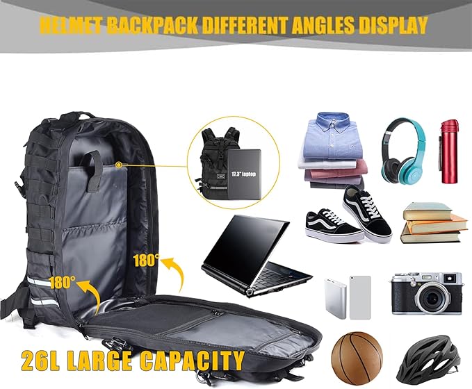 Large Capacity Motorcycle Helmet Backpack, Motorcycle Riding Hiking Backpack for Cycling