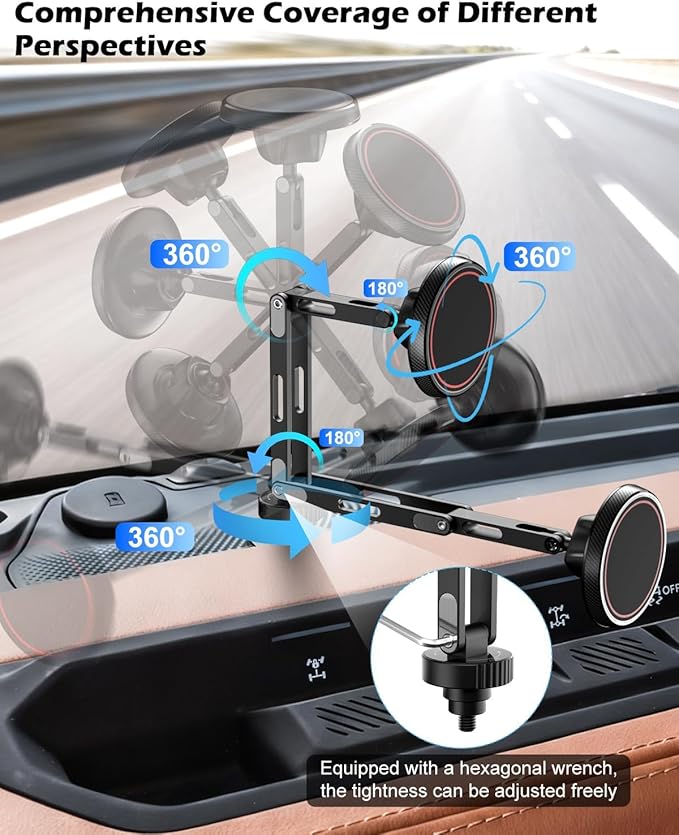CloudValley 15W Magnetic Wireless Car Charger Phone Mount for Ford Bronco 2021-2026 2/4 Door Badlands, Off-Road Stable Dash Phone Holder with 360° Adjustable Aluminum Alloy, No Drill Install