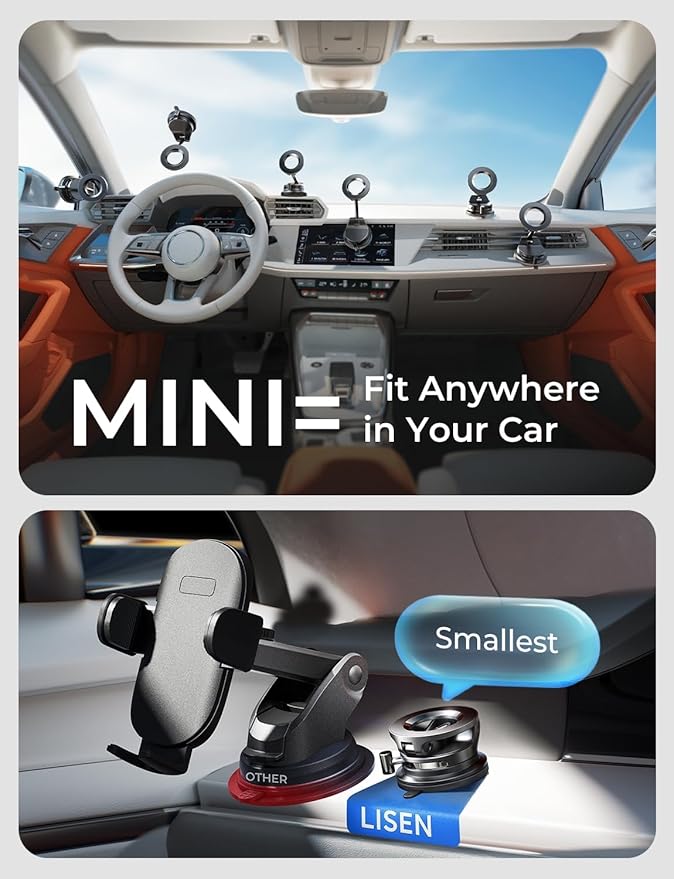 LISEN for Magsafe Car Mount, Cell Phone Holders for Your Car, Magnetic Car Accessories for Women Men Jeep Truck, Vacuum Gifts for iPhone 17 Pro Max 16 15 14 13 12, Samsung S25, Pearl White