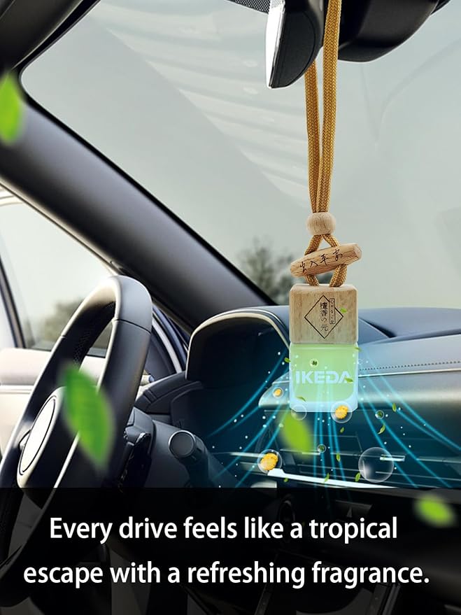 Ikeda Car Air Freshener: Hanging Car Smell Air Freshener | 10ml Hanging Car Perfume | Long Lasting Fragrance | Strong Scents Diffuser for Auto Home (Pineapple|Square)