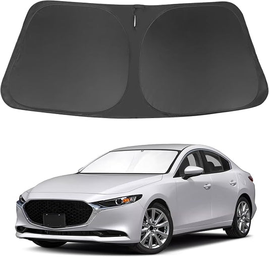 Windshield Sun Shade Fit for 2019-2024 2025 2026 Mazda 3 Accessories Mazda3 Hatchback/Sedan Window Shade Cover Foldable Sunshade Shield Blocker Keeps Cool