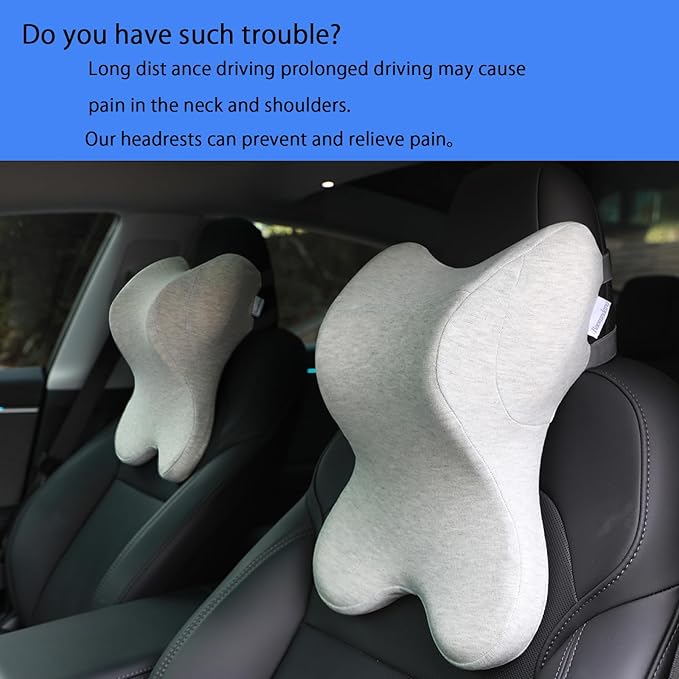 Car Neck Pillow for Driving Gaming Chair Headrest Pillow Office Chair Neck Pillow Ergonomic Design Double Straps Design Suitable for Different Heights