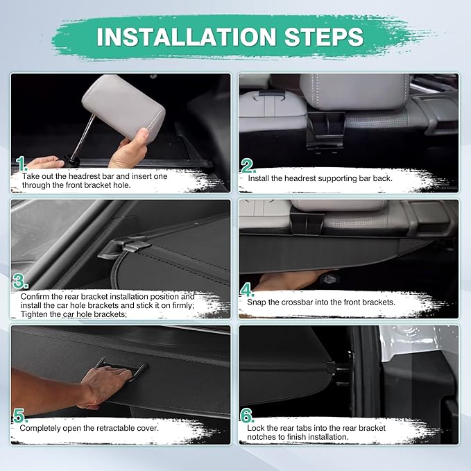 Powerty Retractable Cargo Cover for 2024-2026 Chevy Chevrolet Trax -Canvas Texture Trunk Cover Privacy Screen Rear Security Shade for Trax Accessories
