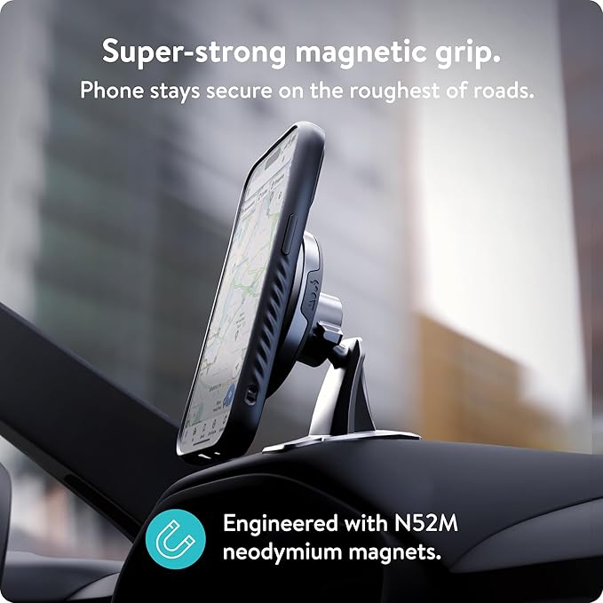 Mous - MagSafe and Pixelsnap Compatible Dashboard Mount - Phone Car Dash Mount Compatible with iPhone 17/16/15/14, Pixel 10, S26/S25 Series Phones - MagSafe Accessories