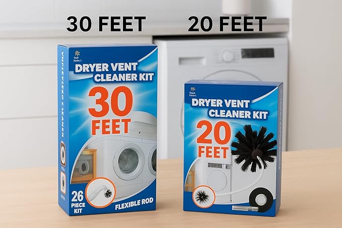 30-Feet Dryer Vent Cleaner Kit - Innovative Lint Remover Reusable Strong Nylon| Flexible Lint Brush with Drill Attachment for Faster Cleaning 30 Feet Long