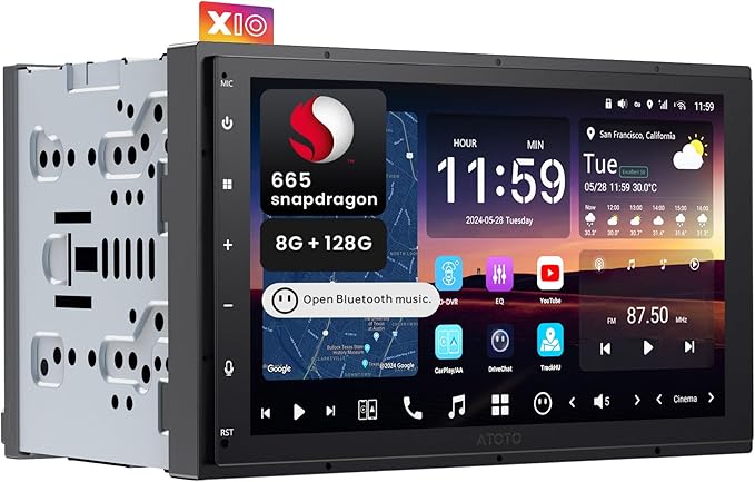 ATOTOZONE 7-Inch Android Double-DIN Car Stereo,AI Agent,7.1.2 Surround Stage,4V RCA, 4G LTE, 8G+128G In-Dash Navi,Optical SPDIF Output,HDMI Input, ADS Protocol,Wireless CarPlay & Android Auto,X10G2B7E