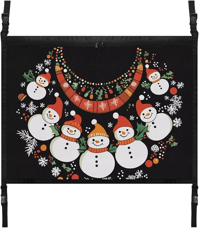 Generic Christmas Necklace Snowman Car Storage Mesh Organizer Ceiling Cargo Net Double-Layer Adjustable Zipper Truck SUVs Travel Road Trip Essentials Interior Organizer Christmas Decor Gifts