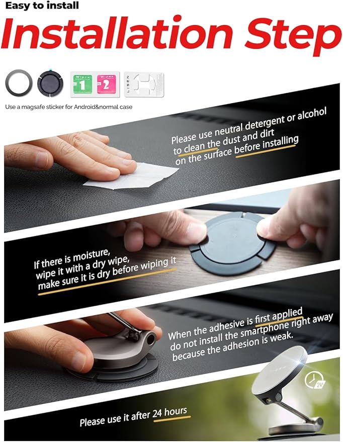 LISEN for Magsafe Car Mount Charger Dashboard, [360° Rotation] Ultra Magnetic Car Phone Charger Mag Safe Car Mount Charger, Foldable Wireless Car Charger for iPhone 16 15 14 13 12 Pro Max Plus