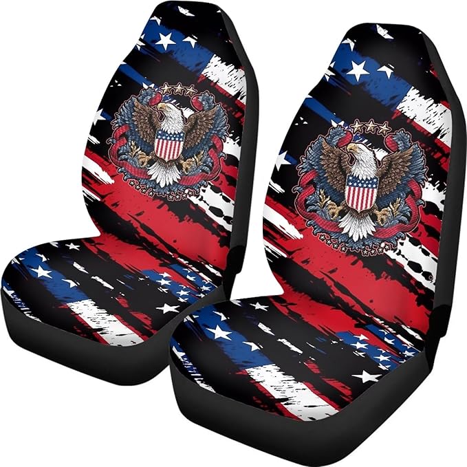 ELEQIN 250 Years America Anniversary Car Front Seat Cover, 2 Packs Car Seat Protector, Nonslip Cushion Cover for Cars, Trucks & SUVs Auto Interior Decor, 250th Independence Day Freedom