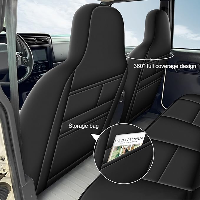 AOMSAZTO Seat Covers Custom for Jeep Cherokee 1997 1998 1999 2000 2001 Full Set Waterproof Faux Leather Automotive Cushion Protector Pet Friendly Black