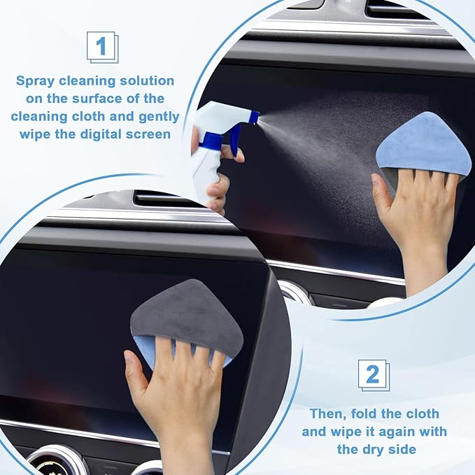 Car Screen Cleaner, 4.1''×4.1'' Microfiber Dashboard Wipes, Square Microfiber Cloth, Car Display Wipes,Vehicle Screen Cleaner Tool universal for Car Dashboard Car Display Car Interior Tools (Blue)