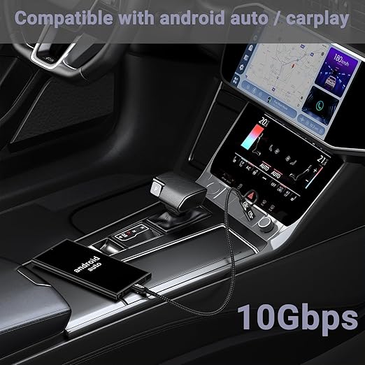 2-in-1 Android Auto USB C Cable 1.5ft[2Pack], USB-C 240W Fast Charging 10Gbps Superspeed Data Transfer Cable, Compatible with iPhone 16 15 Pro Max, Galaxy S23, Pixel 9 Pro XL