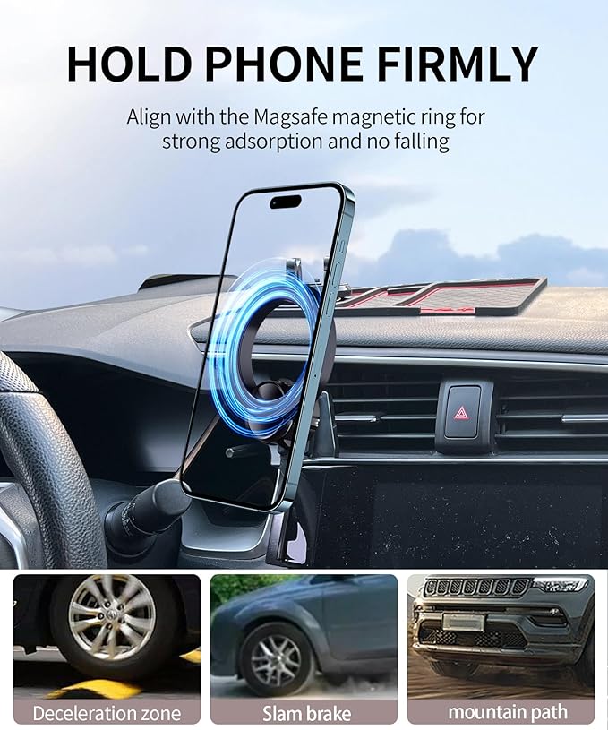 MaserWeller Car Phone Holder for Honda Civic 2016-2021 Accessories 5/7-inch Screen Fixed Clip, 360° Rotation Phone Mount Compatible with MagSafe,Cell Phone Holder that Does Not Affect Air Vent