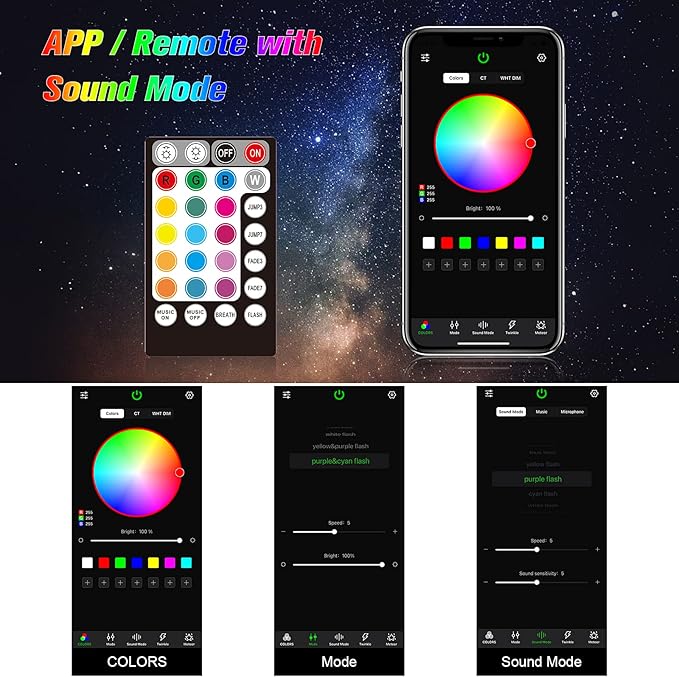 CHINLY 16W 300pcs 0.03in 9.8ft Car Use Bluetooth RGBW LED Fiber Optic APP&Remote Music Mode Starlight Headliner Light Kit+Adapter+Cigarette Lighter