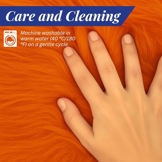 Andalus Brands Pure Australian Sheepskin Fluffy Car Center Console Cover, Luxurious Non-Shedding Furry Arm Rest Cover for Car, Versatile for All Seasons, Orange - (11.47" X 6.3")