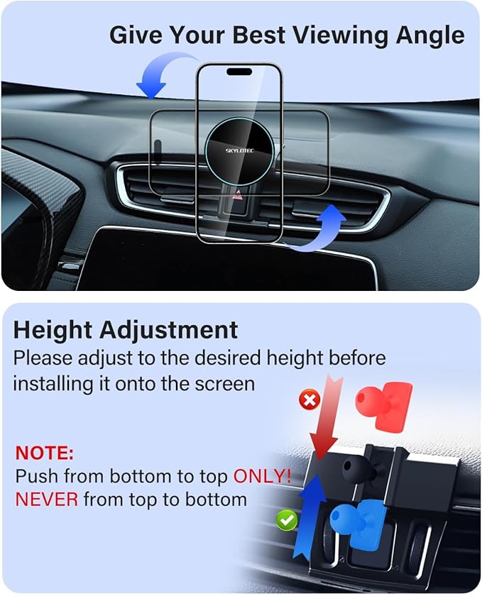 SKYLOTEC Phone Mount for Honda Civic 2016-2021, Magnets Wireless Charger Phone Holder Compatible with MagSafe, 7/8-Inch Screen Cradles Bracket for Cell Phones