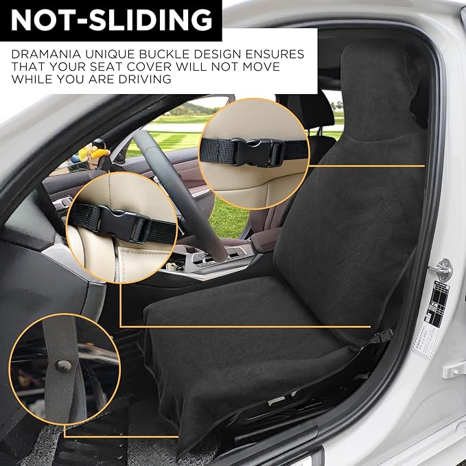 Waterproof Seat Cover Towel, Premium Sweat Carseat Protector, Perfect for Universal Anti-Slip Car Truck SUV Seat, Great for Surfing Yoga Gym Workout, Black