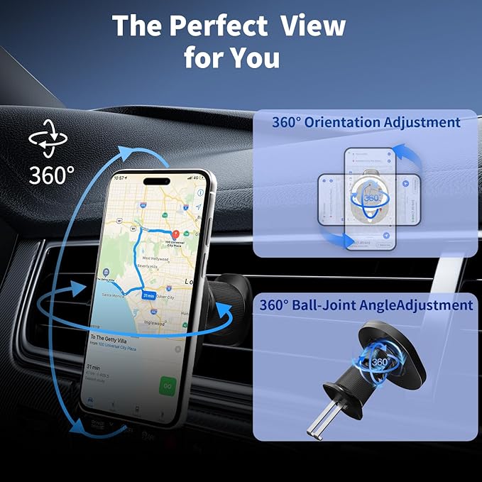 AOUXSEEM for Magsafe Car Charger Mount,15W Fast Charging,20xN55 Magnets,Car Phone Holder Wireless Car Charger Magnetic Phone Holder for iPhone 17/16/15/14/13/12/Pro/Plus/Max Samsung Galaxy S Series