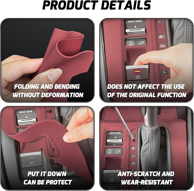 Silicone Gear Shift Panel Trim Cover for 2025 2026 Honda CRV Accessories Anti-Scratch Center Console Water Cup Holder Wireless Charging Protector Pad with CR-V 2023 2024(Not for Hybrid)-Red