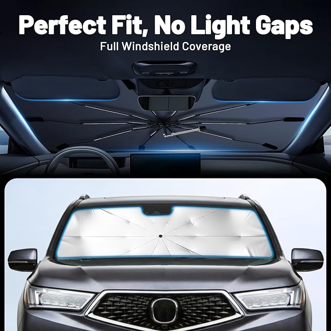 Car Windshield Sun Shade for Jeep Compass 2017-2026 –[Reflective Coated Fabric] Sunshade Umbrella for Front Window, Car Shades Sun Visor Keep Car Cool and Protects Interior, 1:1 Exact Fit