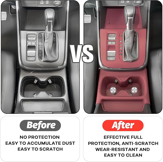 Silicone Gear Shift Panel Trim Cover for 2025 2026 Honda CRV Accessories Anti-Scratch Center Console Water Cup Holder Wireless Charging Protector Pad with CR-V 2023 2024(Not for Hybrid)-Red
