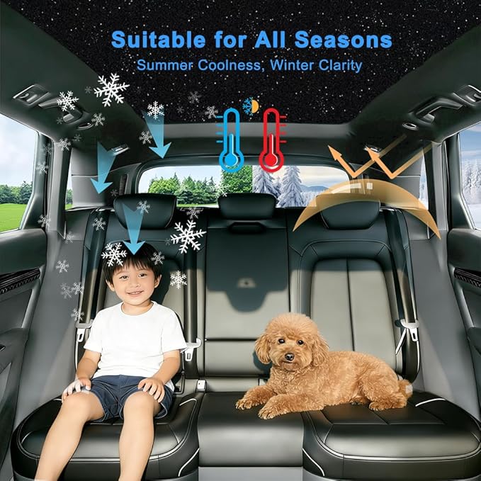 Car Sunroof Compatible with Q5 2009-2017 5-Door SUV, Foldable Glass Roof Sunshade with Storage Bag, Heat Insulation Sun Protection Roof Interior Sunshade